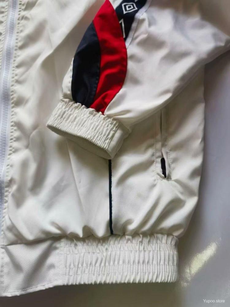 24-25 England White Long-Sleeve Zipper Windbreaker