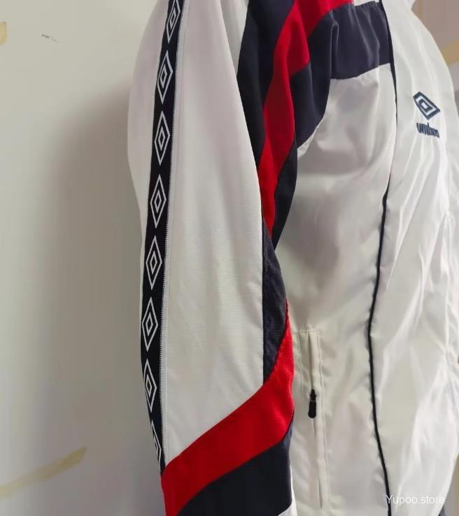 24-25 England White Long-Sleeve Zipper Windbreaker