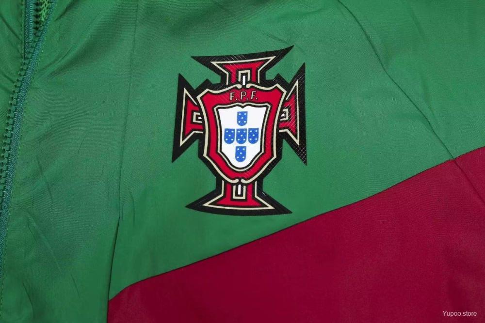 Portugal 2024 Long sleeves zipper Green Windbreaker