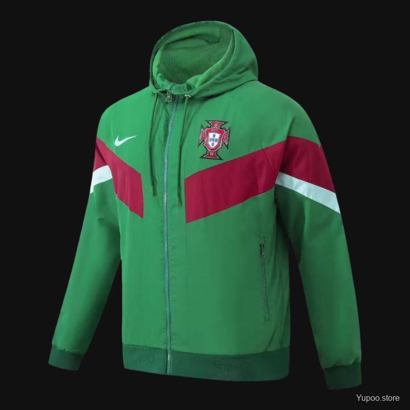 Portugal 2024 Long sleeves zipper Green Windbreaker