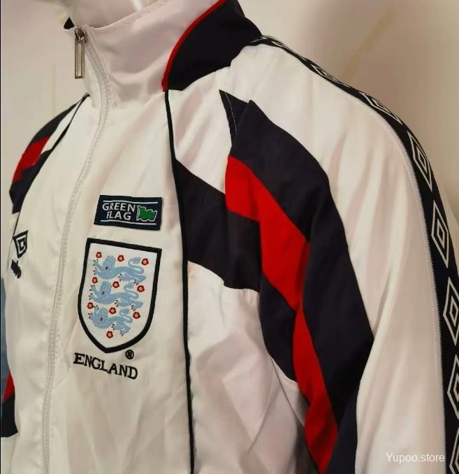 24-25 England White Long-Sleeve Zipper Windbreaker