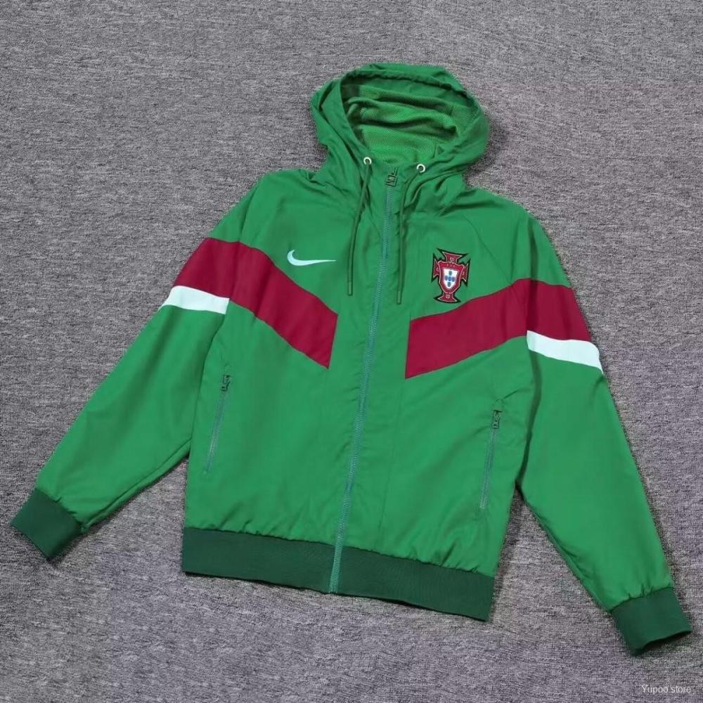 Portugal 2024 Long sleeves zipper Green Windbreaker