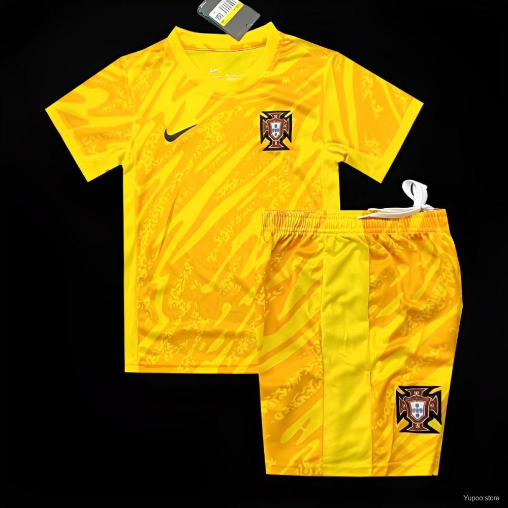 Portugal  24/25 Kids Yellow Goalkeeper Jersey kit Top + pants