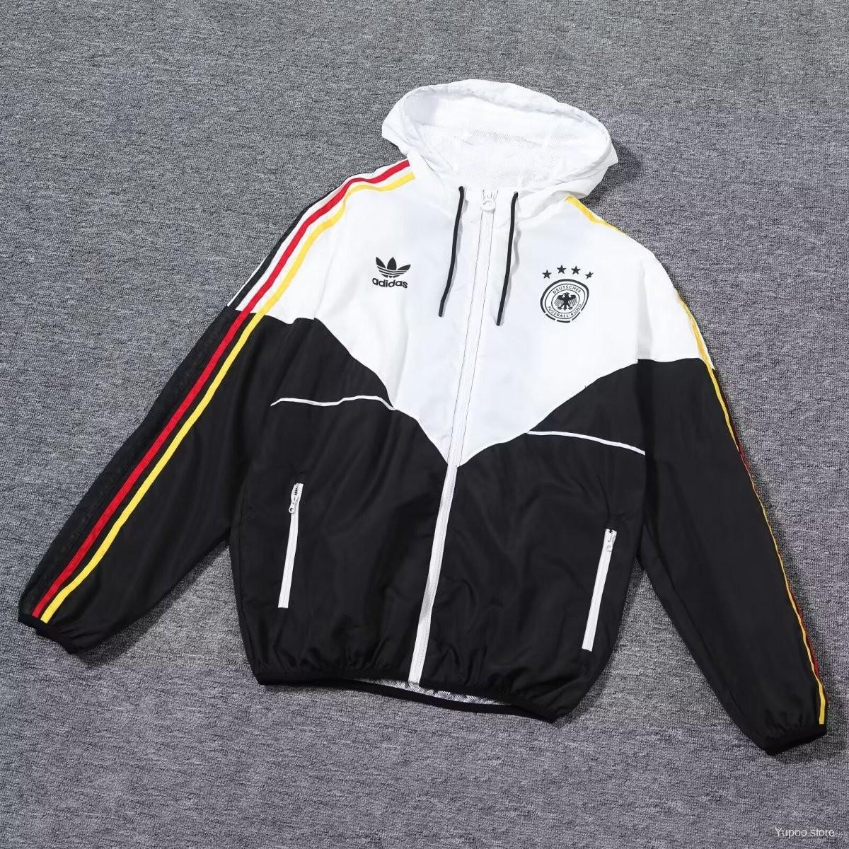 Germany 2024 White/Black Long sleeves zipper Windbreaker