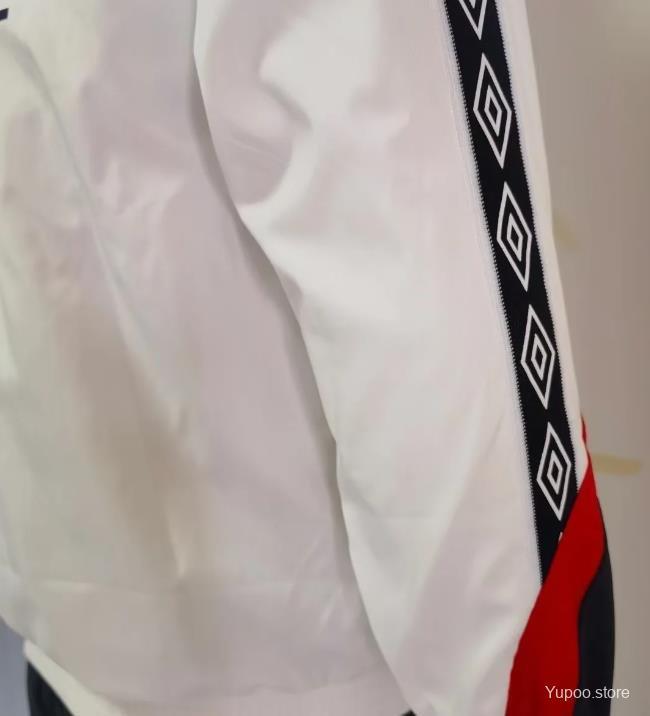 24-25 England White Long-Sleeve Zipper Windbreaker