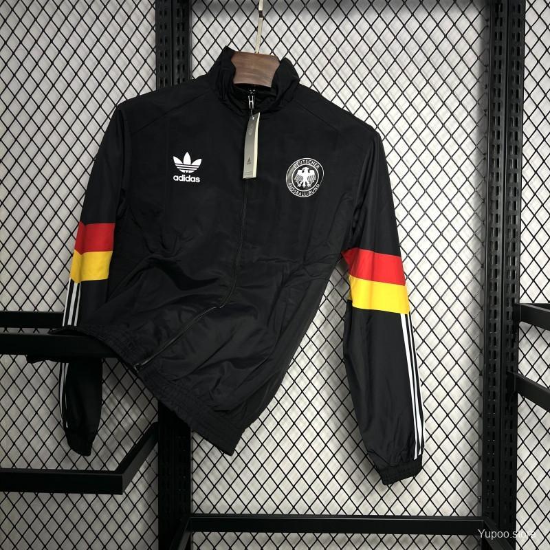 Germany 2024 Black Long sleeves zipper Windbreaker
