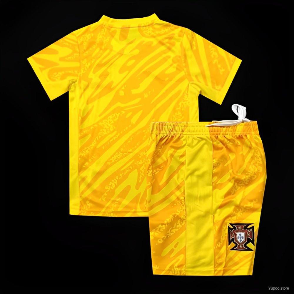 Portugal  24/25 Kids Yellow Goalkeeper Jersey kit Top + pants
