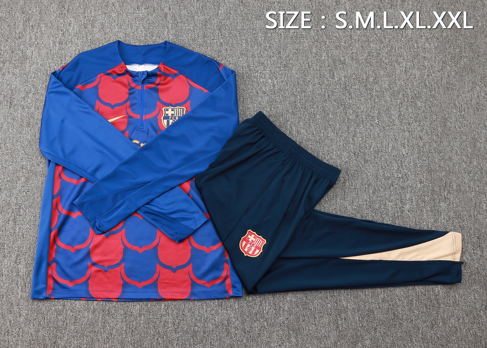 Barcelona 24/25 kids  Long sleeves half-zip training suit Top + pants