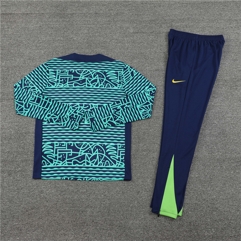 Brazil 24/25 adult long sleeved half zip training suit with top and pants