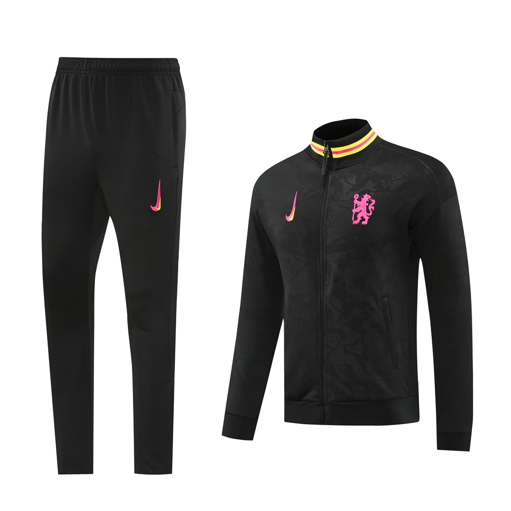 24-25 Chelsea Black Full-Zip Tracksuit Jersey  top + pants