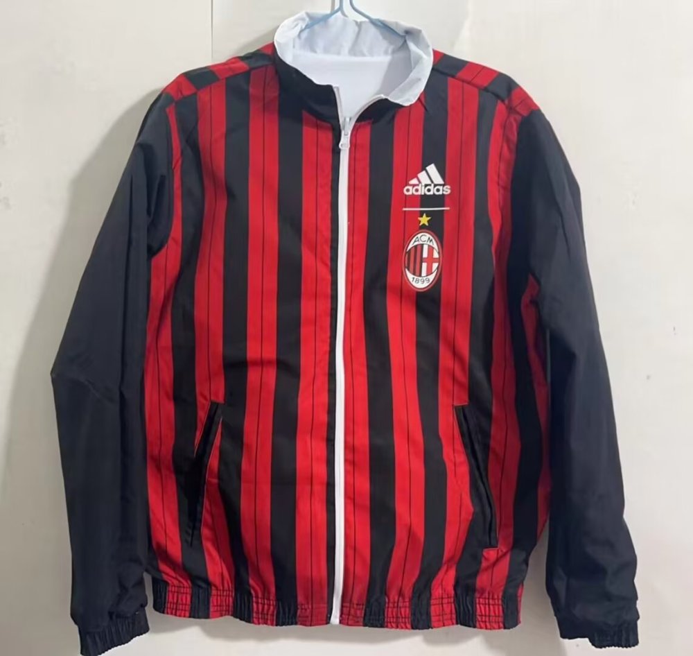 AC Milan 2024 Trench Coat Reversible Long sleeves zipper Windbreaker