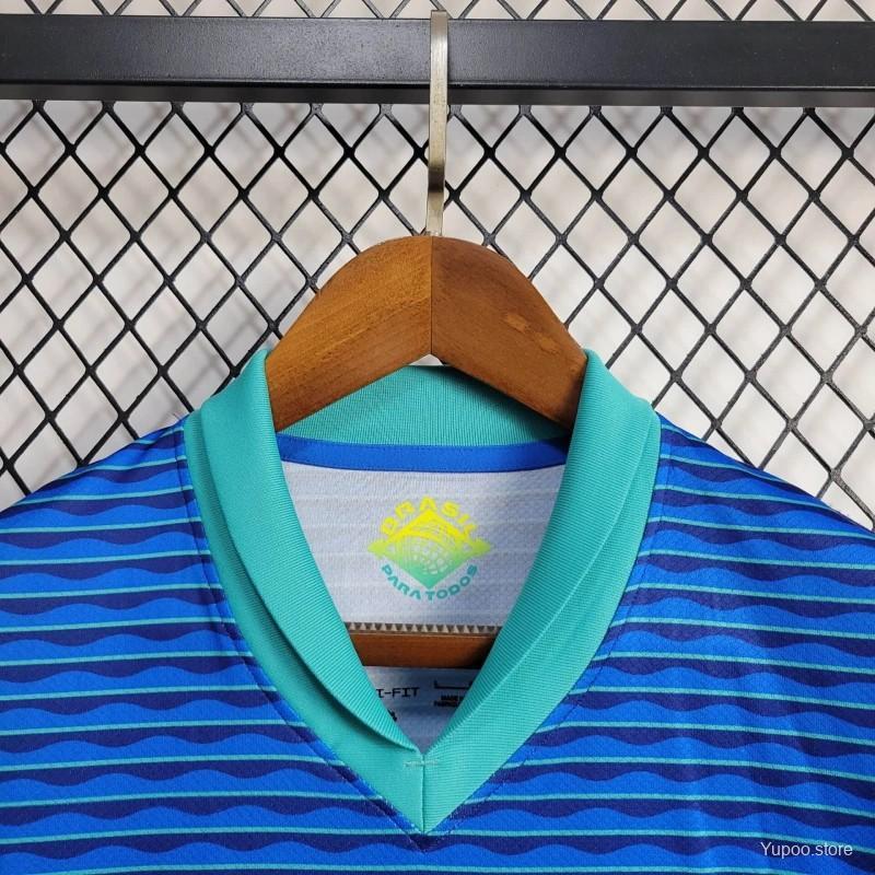 Brazil  2024 Away Blue Jersey-Fans Version