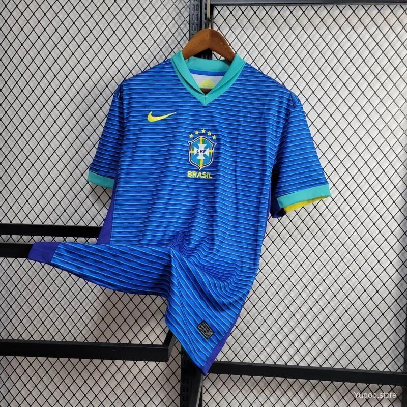 Brazil  2024 Away Blue Jersey-Fans Version