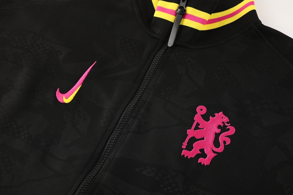 24-25 Chelsea Black Full-Zip Tracksuit Jersey  top + pants