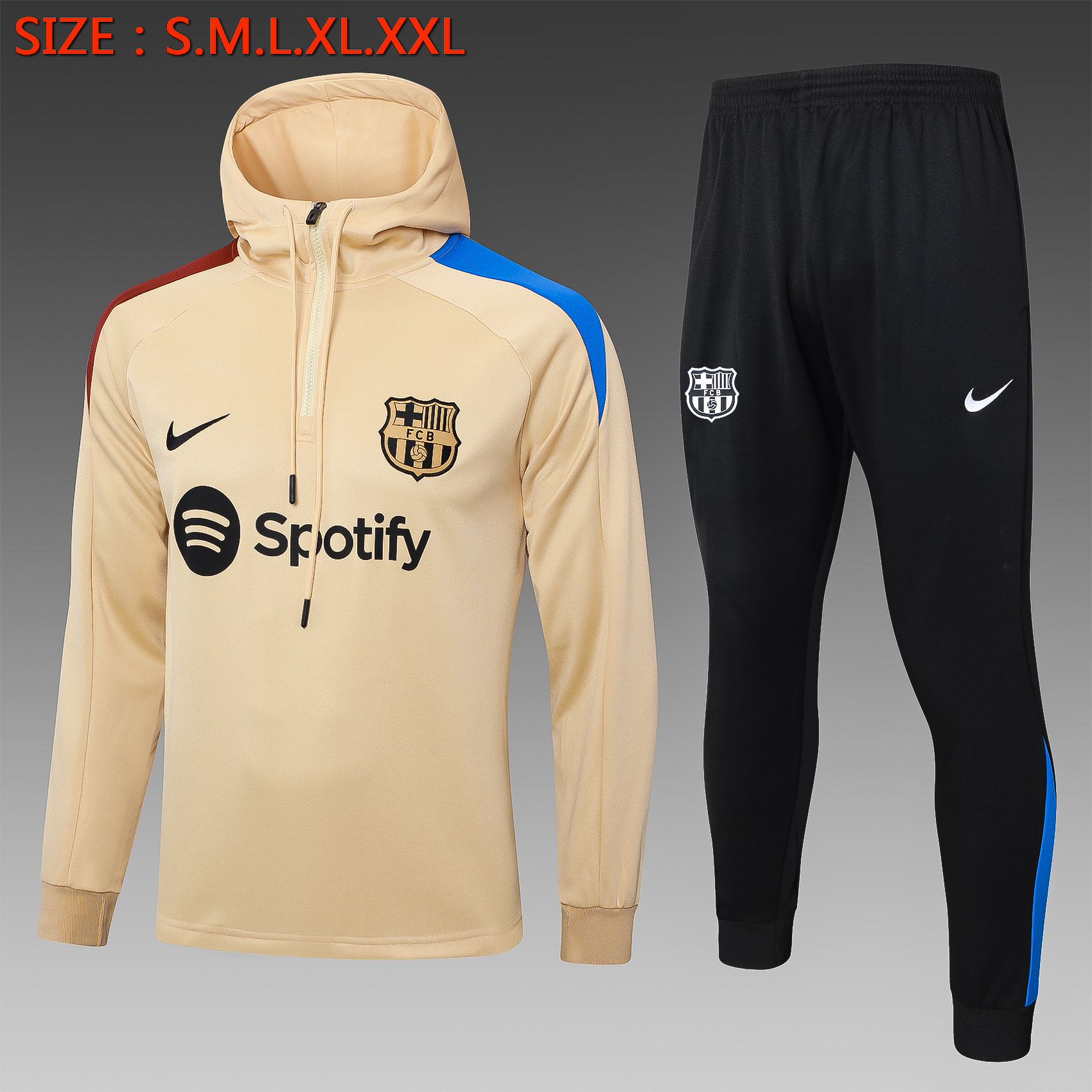 Barcelona 24/25 kids  Long sleeves half-zip training suit Top + pants