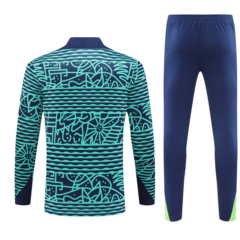 Brazil 24/25 adult long sleeved half zip training suit with top and pants