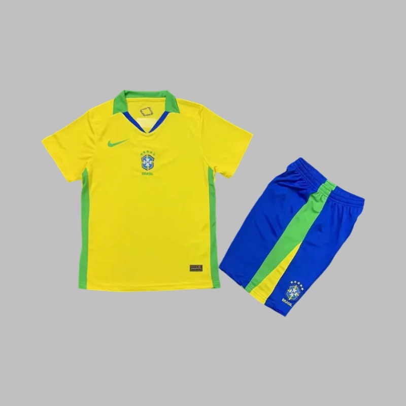 Brazil  25/26 Kids Home Jersey-Short sleeves+bottoms