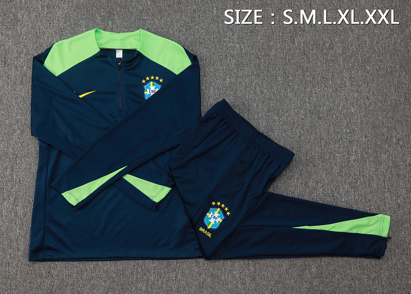 Brazil 24/25 adult long sleeved half zip training suit with top and pants