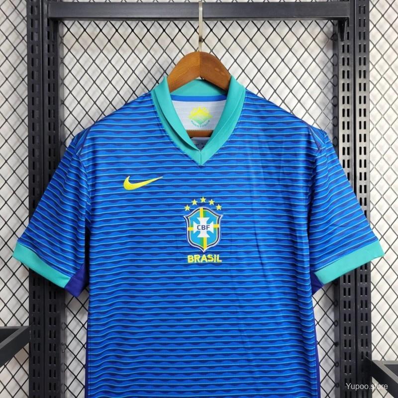 Brazil  2024 Away Blue Jersey-Fans Version