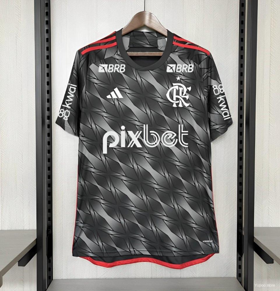 Flamengo 24/25 Third Black Jersey With Full Sponsor-Fans Version