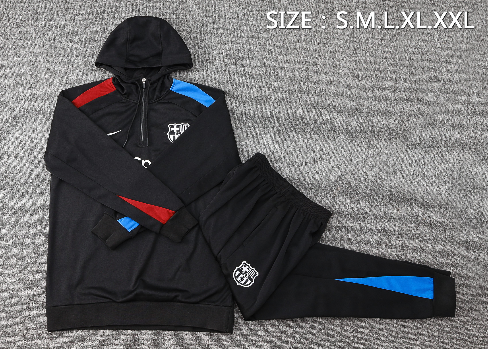 Barcelona 24/25 Adults Long sleeves half-zip cap training suit Top + pants