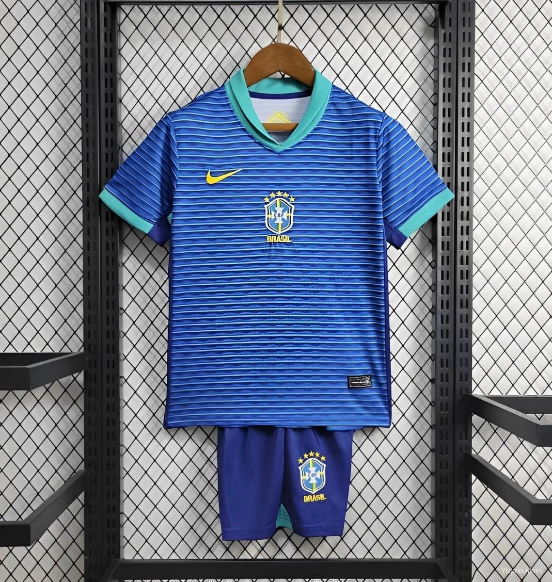 Brazil  24/25 Kids Away Jersey-Short sleeves+bottoms