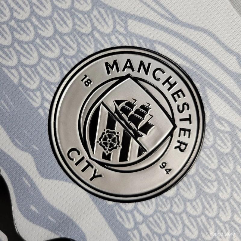 Manchester City 24-25 Dragon White Long Sleeve Jersey - Fans Version