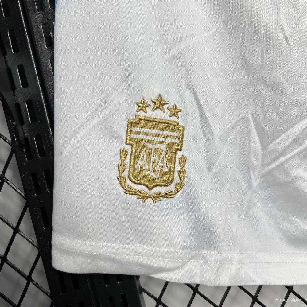 Argentina 24/25 Home White Shorts-Fans Version