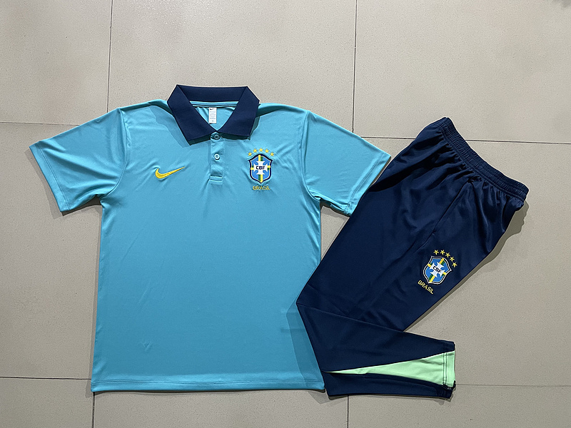 Brazil 24/25 adult long sleeved half zip training suit with top and pants