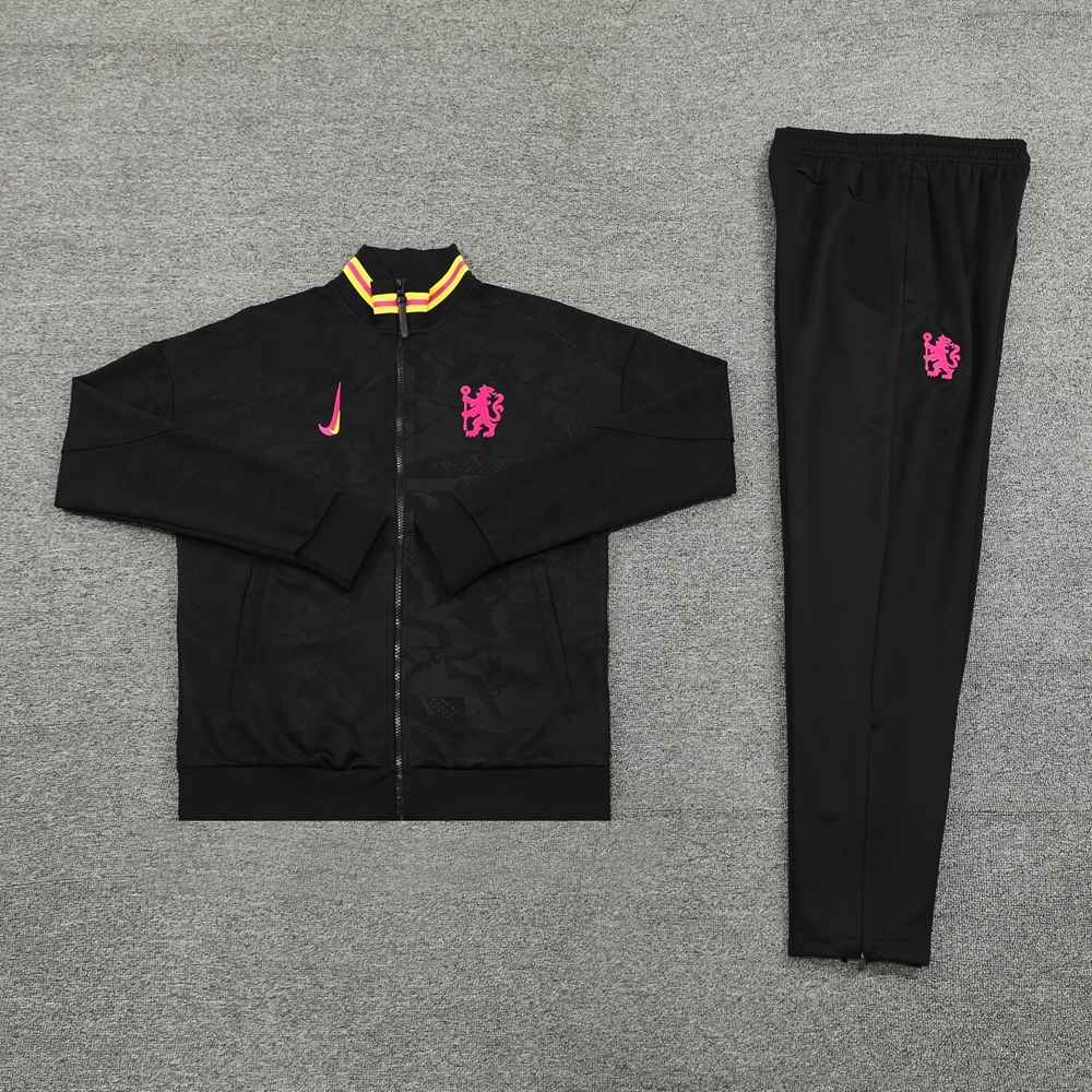 24-25 Chelsea Black Full-Zip Tracksuit Jersey  top + pants