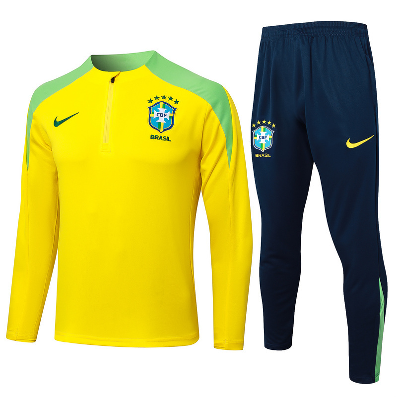 Brazil 24/25 adult long sleeved half zip training suit with top and pants