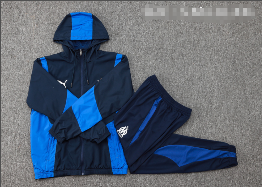 Olympique Marseille 24/25 Windbreaker Hoodie Jackets-Top + pants