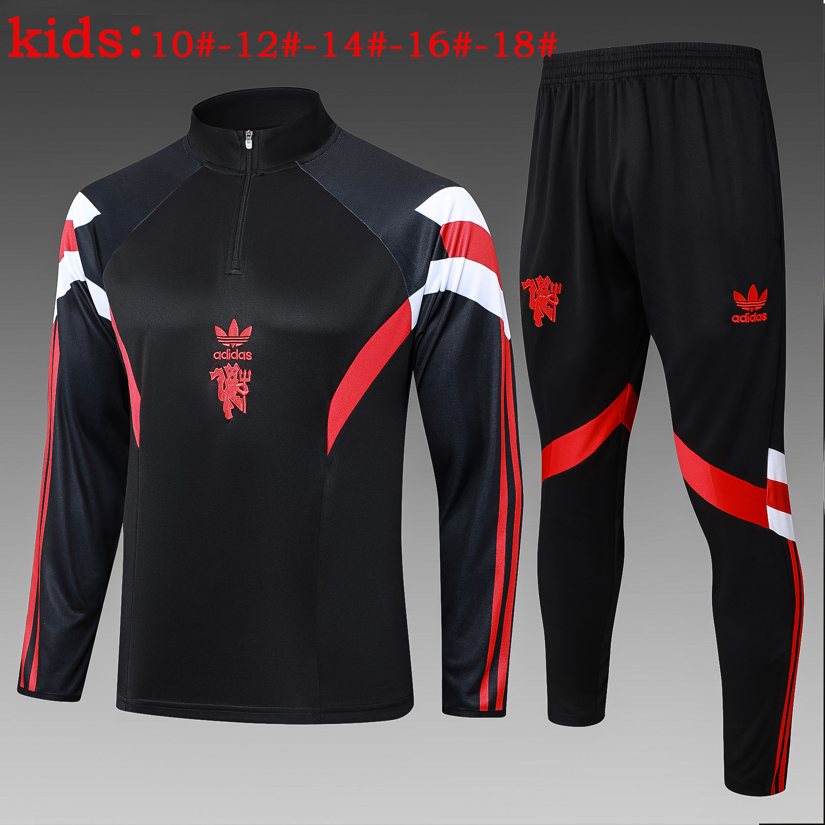 Manchester United  24/25 Kids  Long sleeves half-zip training suit Top + pants