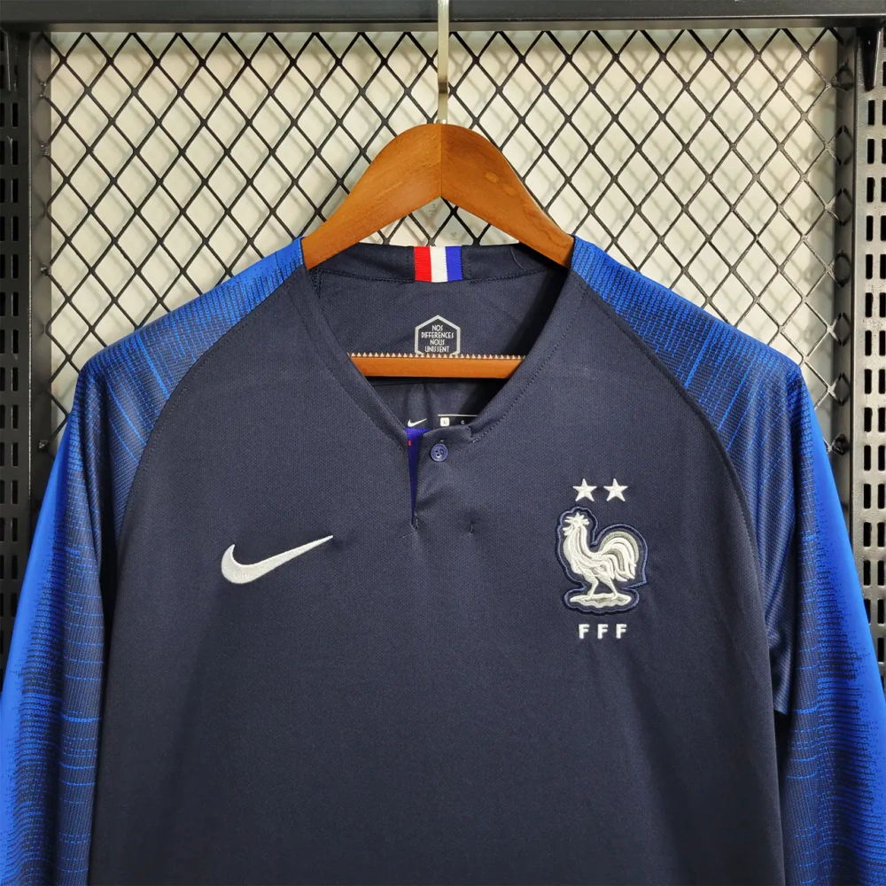 Retro France 2018 Home Stadium Long Sleeve Jersey