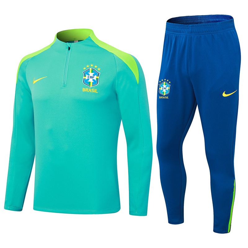 Brazil 24/25 adult long sleeved half zip training suit with top and pants