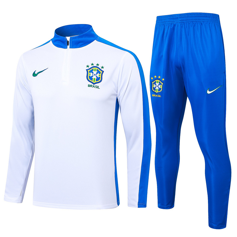 Brazil 24/25 adult long sleeved half zip training suit with top and pants