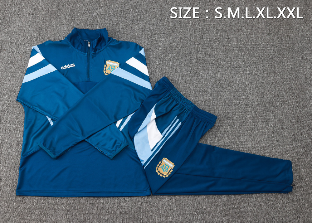 Argentina 24-25 adult long sleeved half zip training suit with top and pants