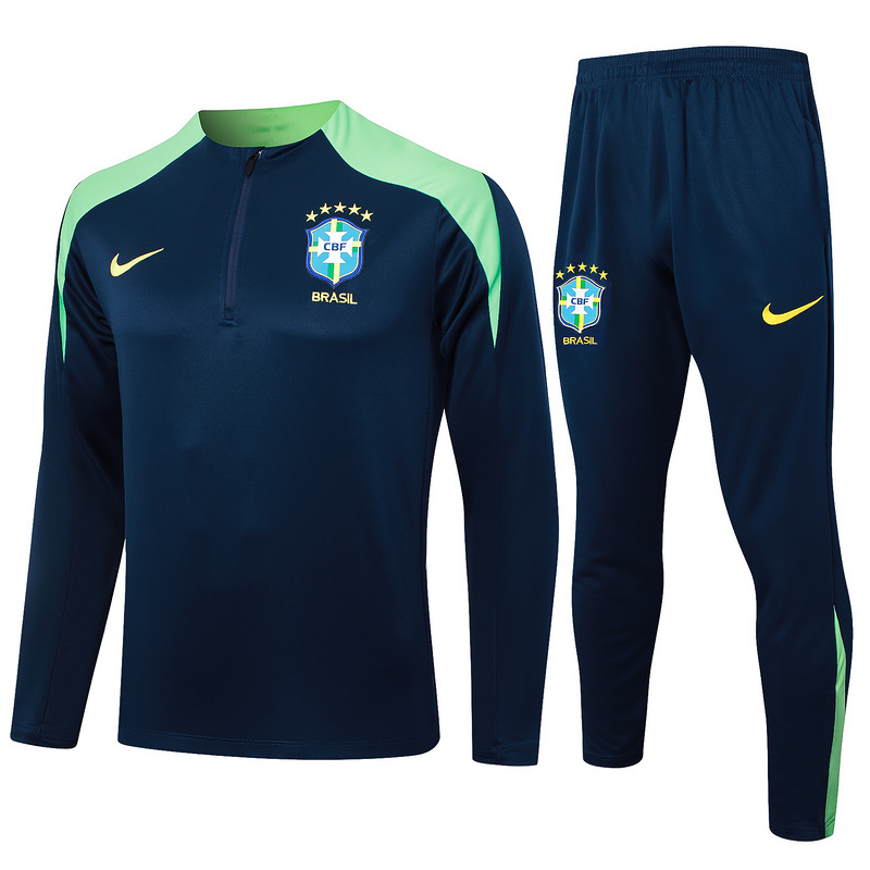 Brazil 24/25 adult long sleeved half zip training suit with top and pants