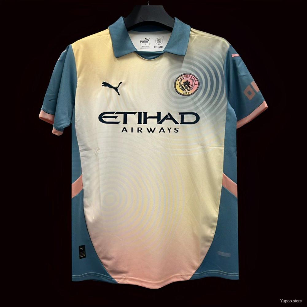 Manchester City 24/25 Gallagher White Fourth Jersey- Fans Version