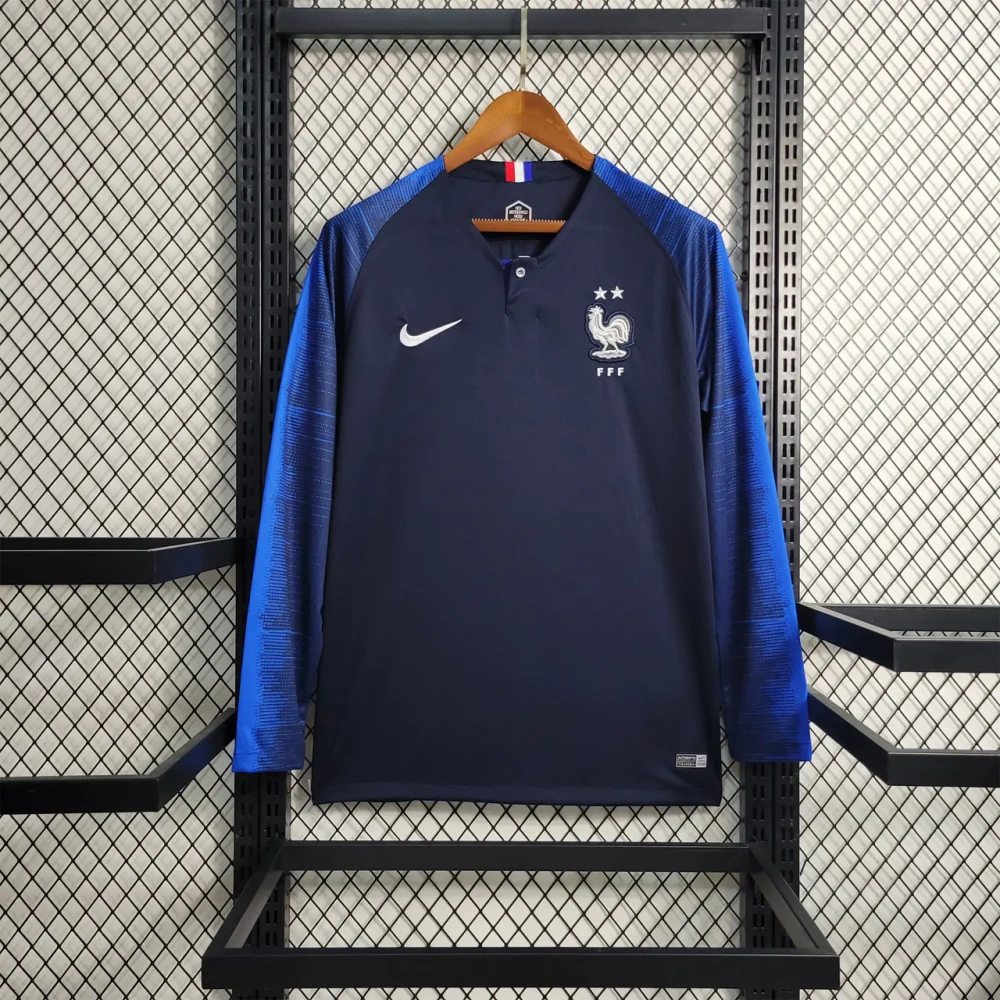 Retro France 2018 Home Stadium Long Sleeve Jersey