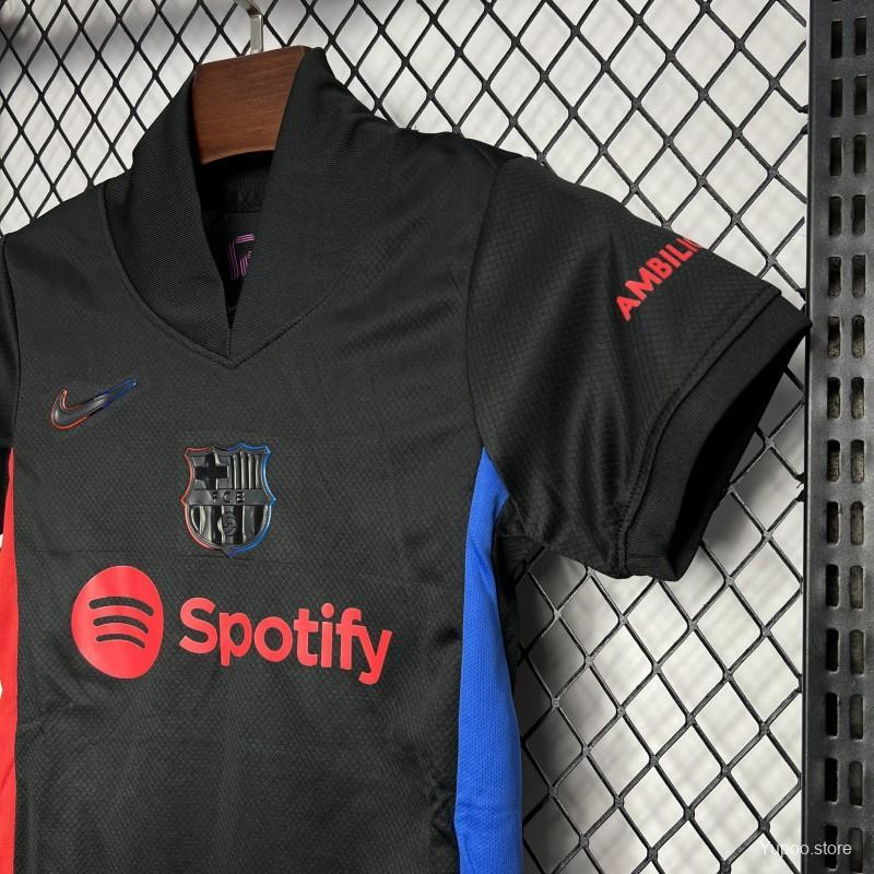 Barcelona 24/25 Kids Away Black Jersey kit