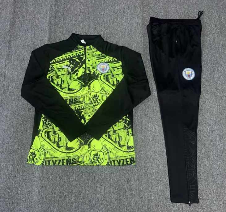 Manchester City 24/25 KIDS  Long sleeves  half-zip training suit Top + pants
