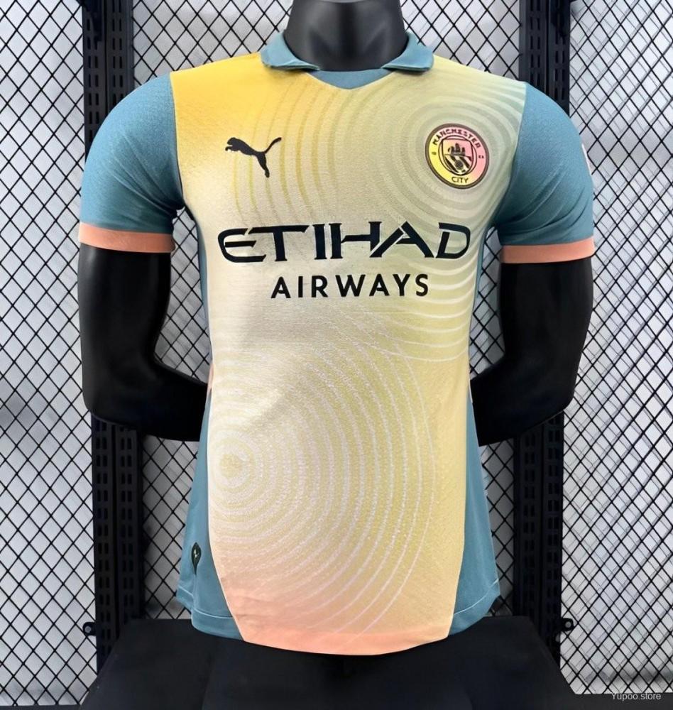 Manchester City 24/25 Gallagher White Fourth Jersey-Player Version