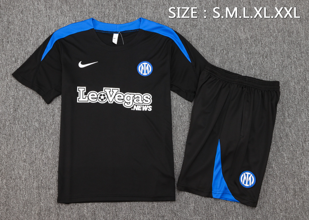 Inter Milan 24/25 Adults Black Short Sleeve Jersey+Shorts ﻿