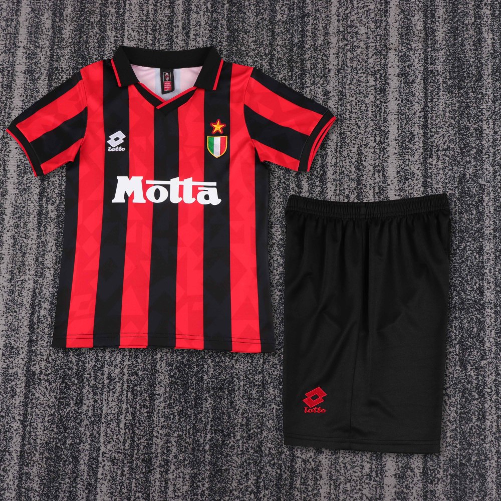 93-94 AC Milan Home Kids Retro Kit.