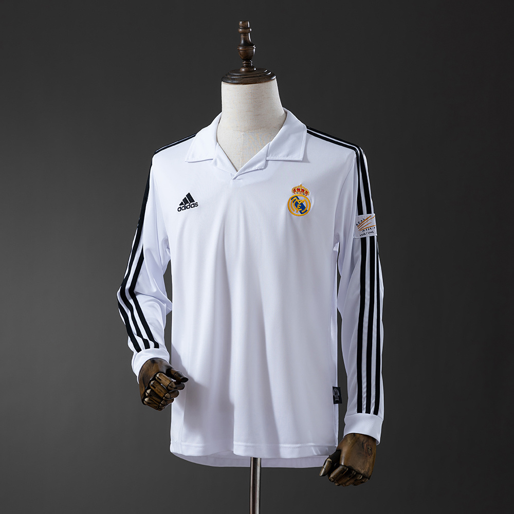 Real Madrid 2002-03 Home  UEFA Champions League Long Sleeve Retro Jers