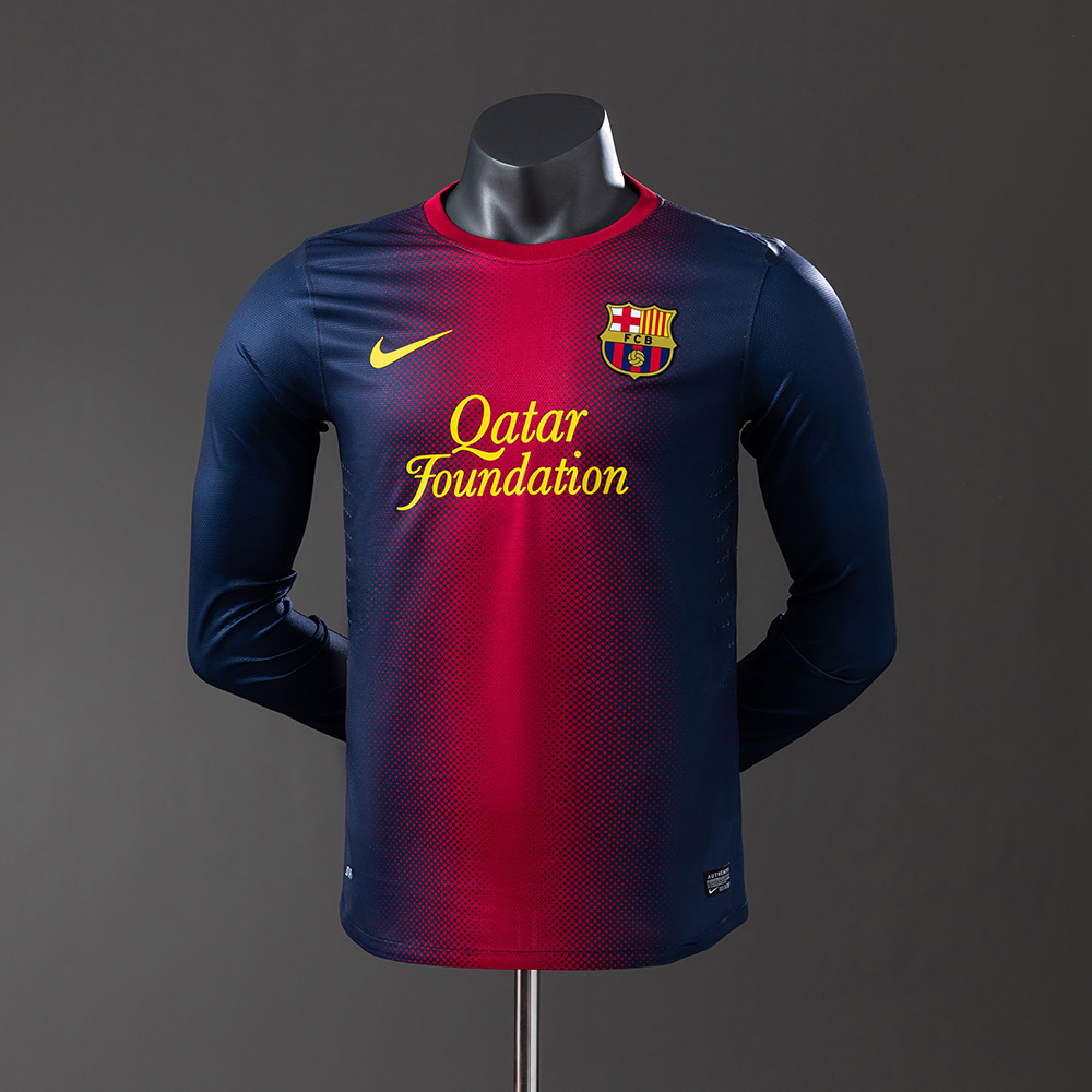 Barcelona 12-13 Home Long Sleeve Player Version Retro Jersey S-3XL