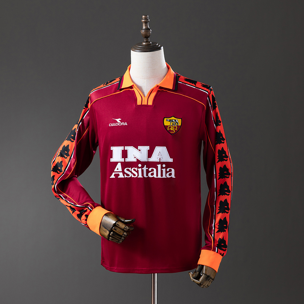 Roma 98-99 Home Long Sleeve Retro Jersey S-XXL