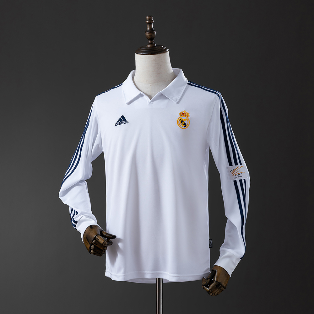 Retro long-sleeved 2002 Real Madrid home S-XXL
