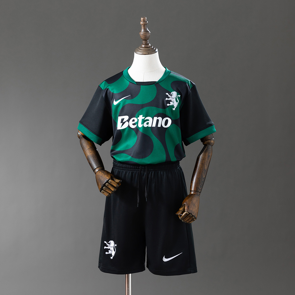 Sporting Lisbon 25-26 Kids Kit Alternative Jersey Black Size16-28